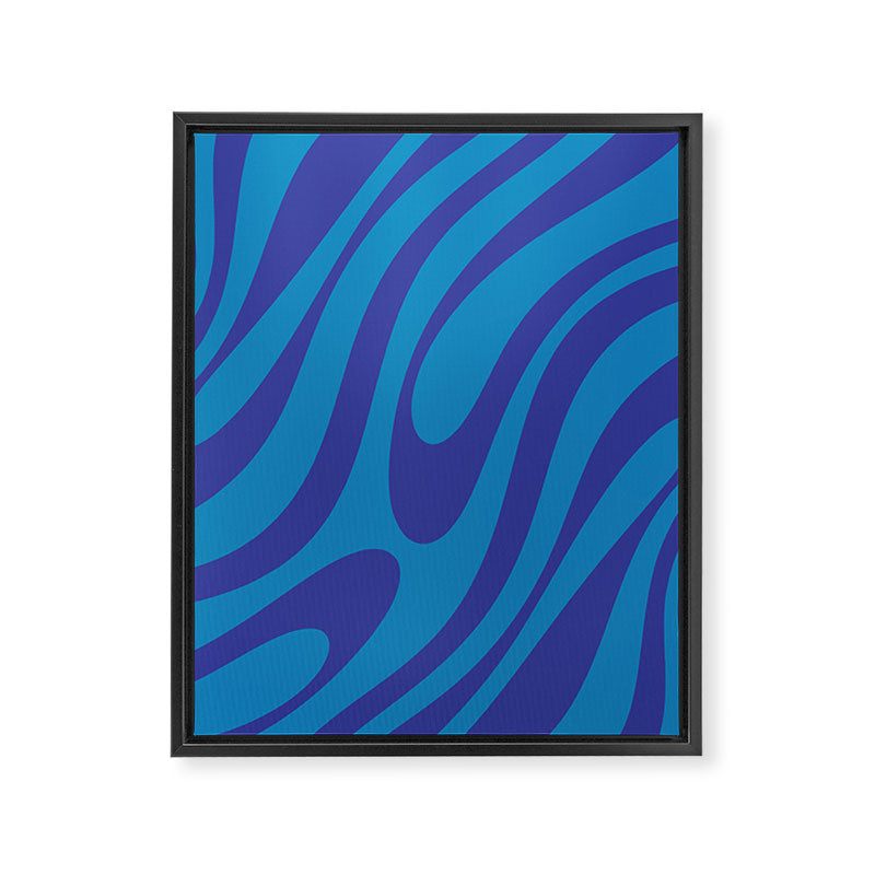 Wavy Loops Retro Contemporary Pop Pattern in Bold Blue Framed Canvas Print Gallery Image 8