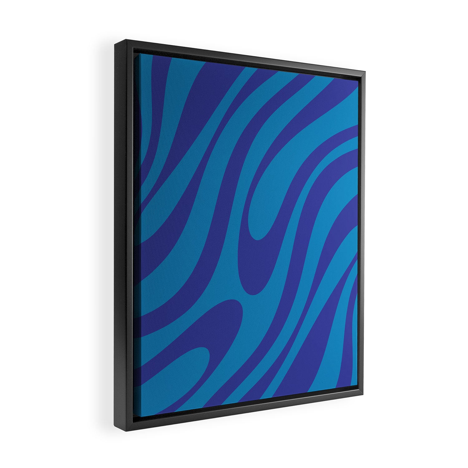 Wavy Loops Retro Contemporary Pop Pattern in Bold Blue Framed Canvas Print Gallery Image 2