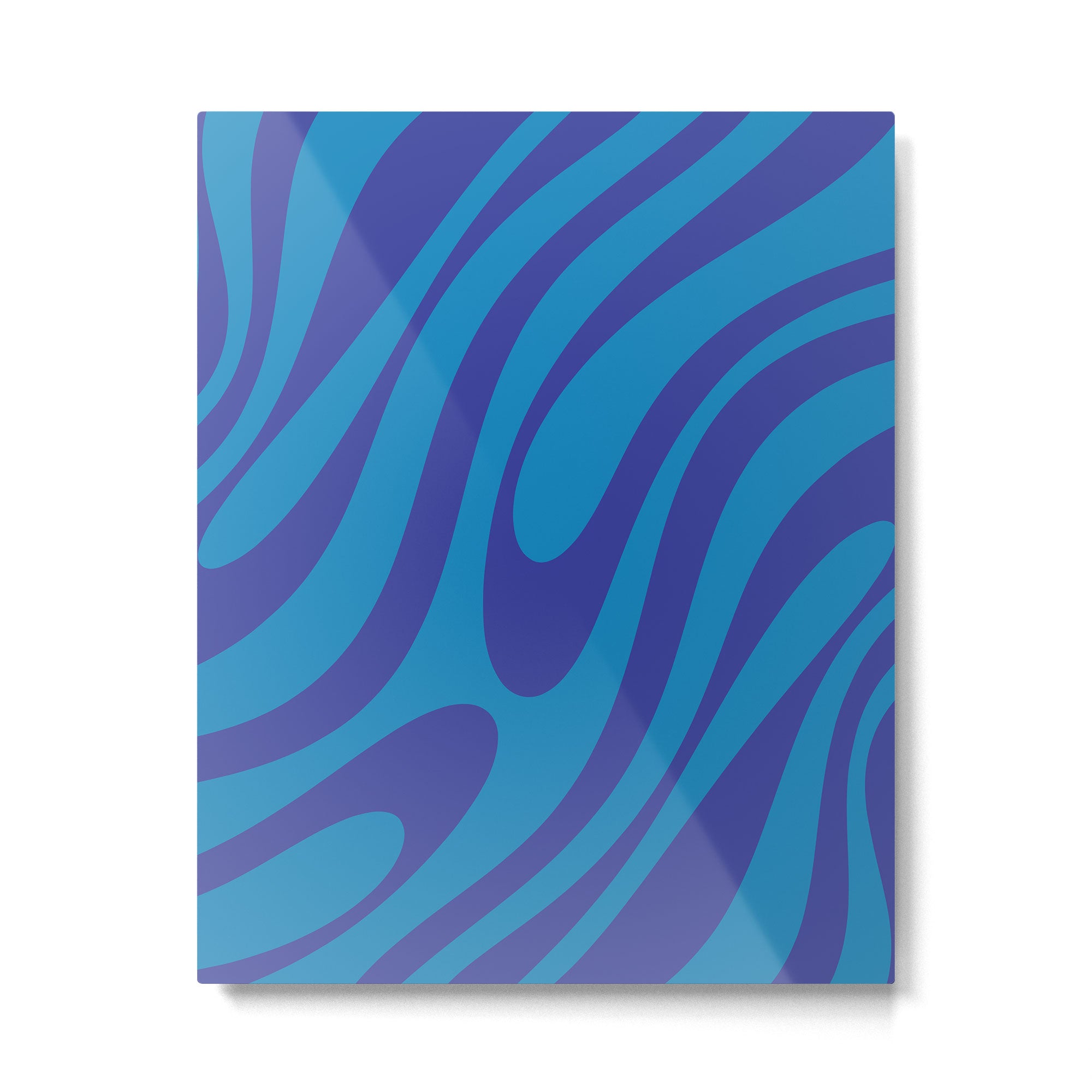 Wavy Loops Retro Contemporary Pop Pattern in Bold Blue Metal Print Gallery Image 6