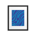 Wavy Loops Retro Contemporary Pop Pattern in Bold Blue Framed Art Print Gallery Image 6