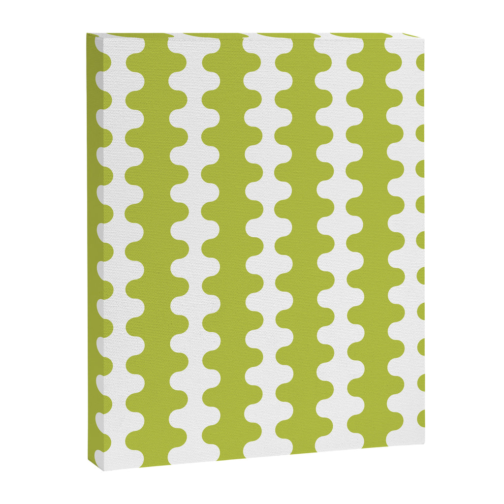 Wavy Stripes Chartreuse Lime and White Ogee A-Go-Go Retro Contemporary Pattern Canvas Print Gallery Image 8