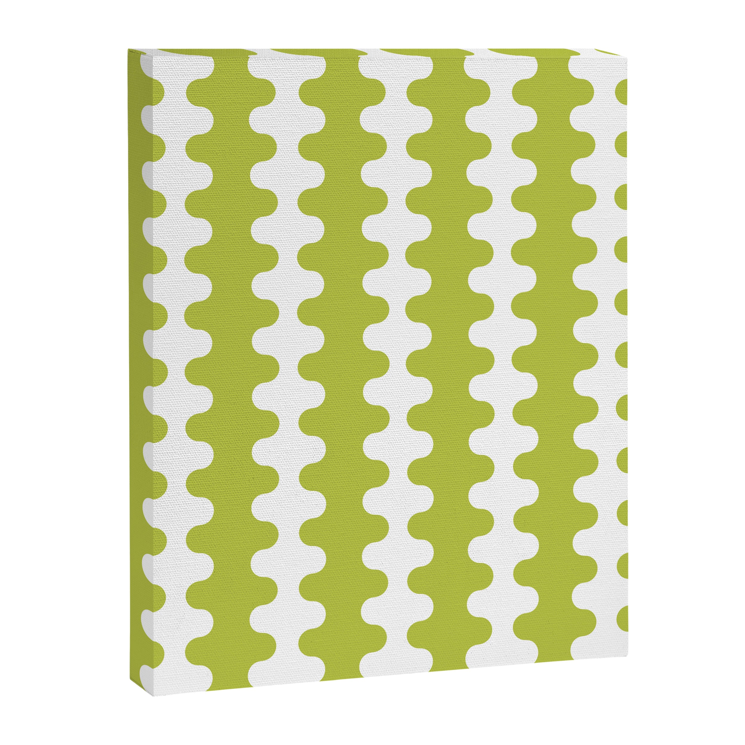 Wavy Stripes Chartreuse Lime and White Ogee A-Go-Go Retro Contemporary Pattern Canvas Print Gallery Image 8