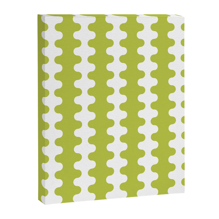 Wavy Stripes Chartreuse Lime and White Ogee A-Go-Go Retro Contemporary Pattern Canvas Print Gallery Image 1