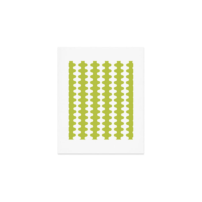 Wavy Stripes Chartreuse Lime and White Ogee A-Go-Go Retro Contemporary Pattern Art Print Gallery Image 1
