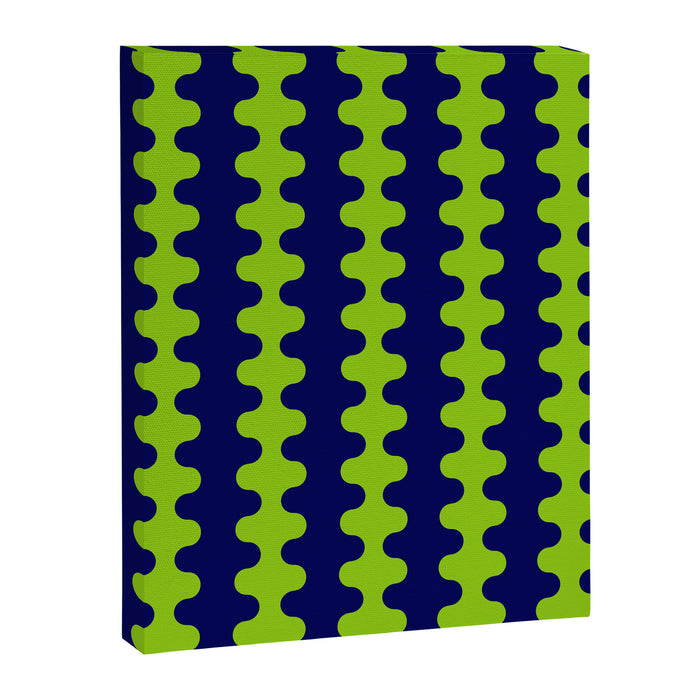Wavy Stripes Lime Green and Navy Blue Ogee A-Go-Go Bold Retro Contemporary Pattern Canvas Print Gallery Image 1