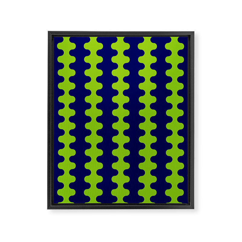 Wavy Stripes Lime Green and Navy Blue Ogee A-Go-Go Bold Retro Contemporary Pattern Framed Canvas Print Gallery Image 8
