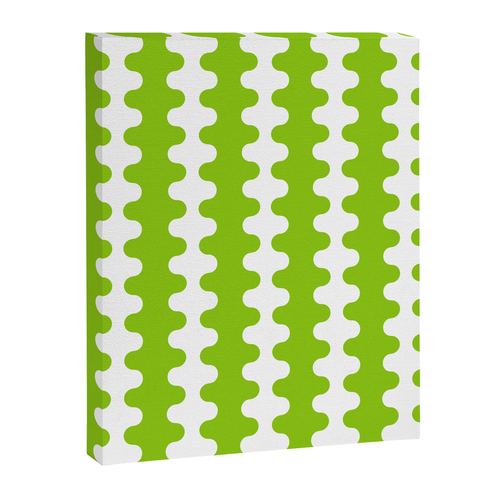 Wavy Stripes Lime Green Ogee A-Go-Go Retro Contemporary Pattern Canvas Print Gallery Image 8