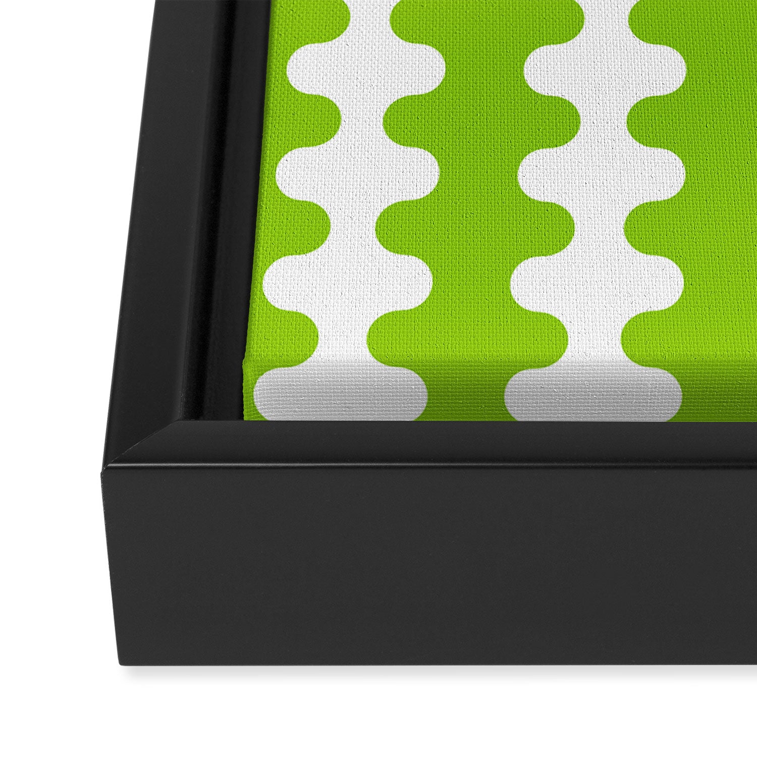 Wavy Stripes Lime Green Ogee A-Go-Go Retro Contemporary Pattern Framed Canvas Print Gallery Image 3