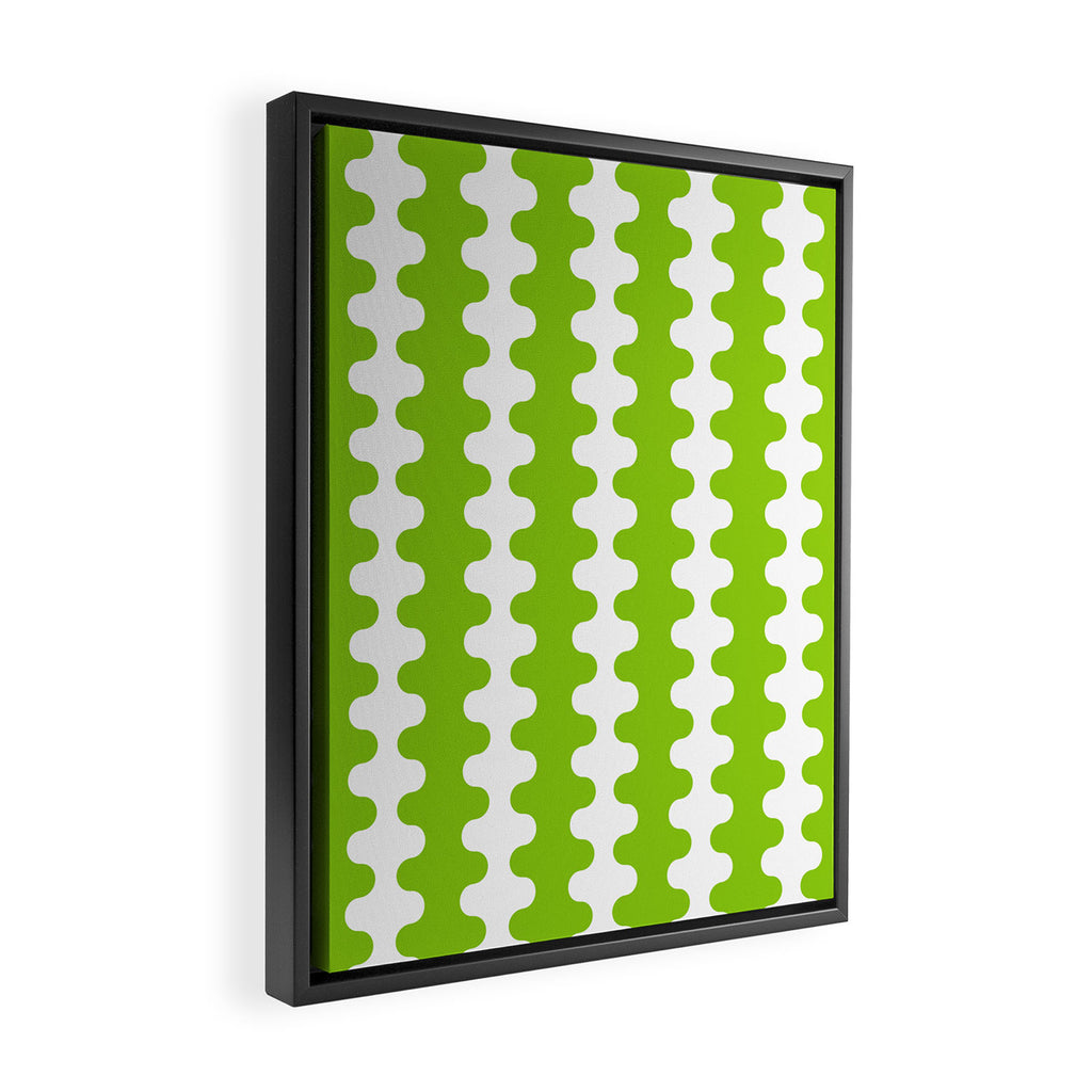Wavy Stripes Lime Green Ogee A-Go-Go Retro Contemporary Pattern Framed Canvas Print Gallery Image 2