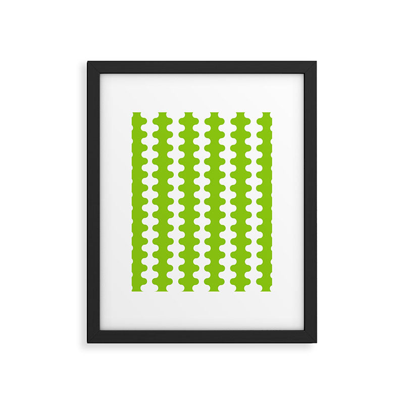 Wavy Stripes Lime Green Ogee A-Go-Go Retro Contemporary Pattern Framed Art Print Gallery Image 6