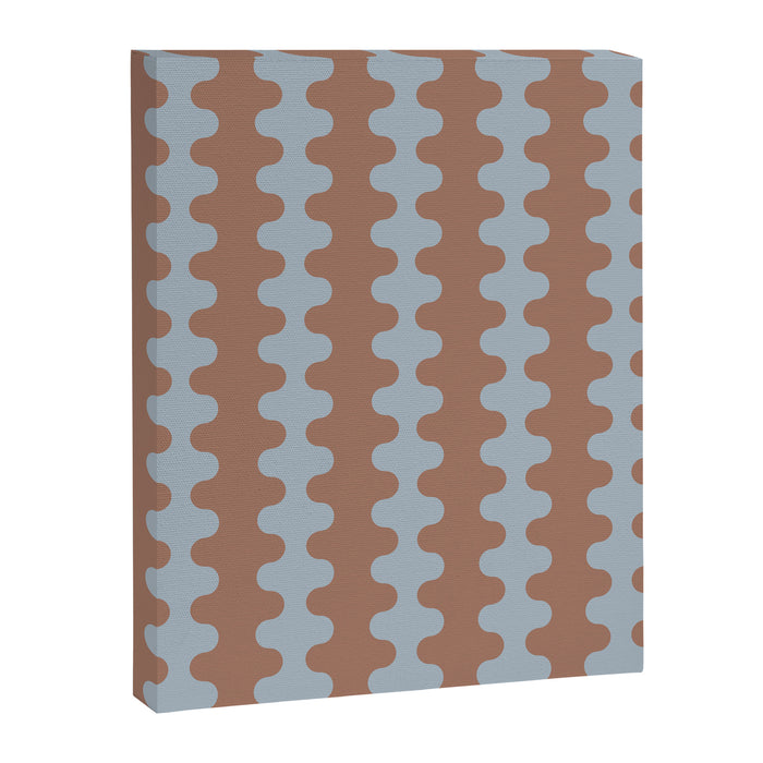 Wavy Stripes Mocha Brown and Dusty Light Blue Ogee A-Go-Go Pattern Canvas Print Gallery Image 1