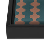 Wavy Stripes Mocha Brown and Dusty Teal Blue Ogee A-Go-Go Pattern Framed Canvas Print Gallery Image 3