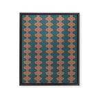 Wavy Stripes Mocha Brown and Dusty Teal Blue Ogee A-Go-Go Pattern Framed Canvas Print Gallery Image 8