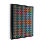 Wavy Stripes Mocha Brown and Dusty Teal Blue Ogee A-Go-Go Pattern Framed Canvas Print Gallery Image 2