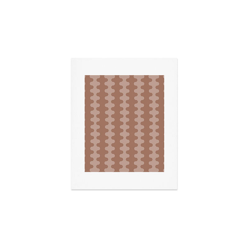 Wavy Stripes Mocha Coffee Brown Ogee A-Go-Go Pattern Art Print Gallery Image 1