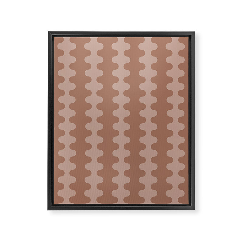 Wavy Stripes Mocha Coffee Brown Ogee A-Go-Go Pattern Framed Canvas Print Gallery Image 8