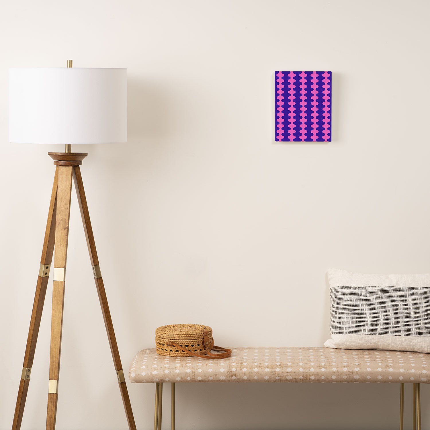 Wavy Stripes Ogee A-Go-Go Bold Pop Pattern in Purple Pink Canvas Print Gallery Image 2