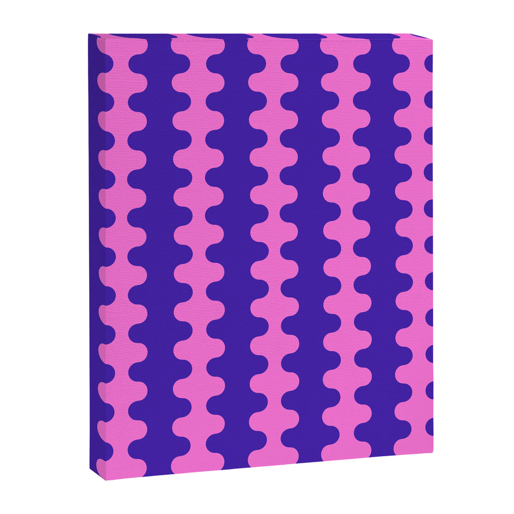 Wavy Stripes Ogee A-Go-Go Bold Pop Pattern in Purple Pink Canvas Print Gallery Image 8