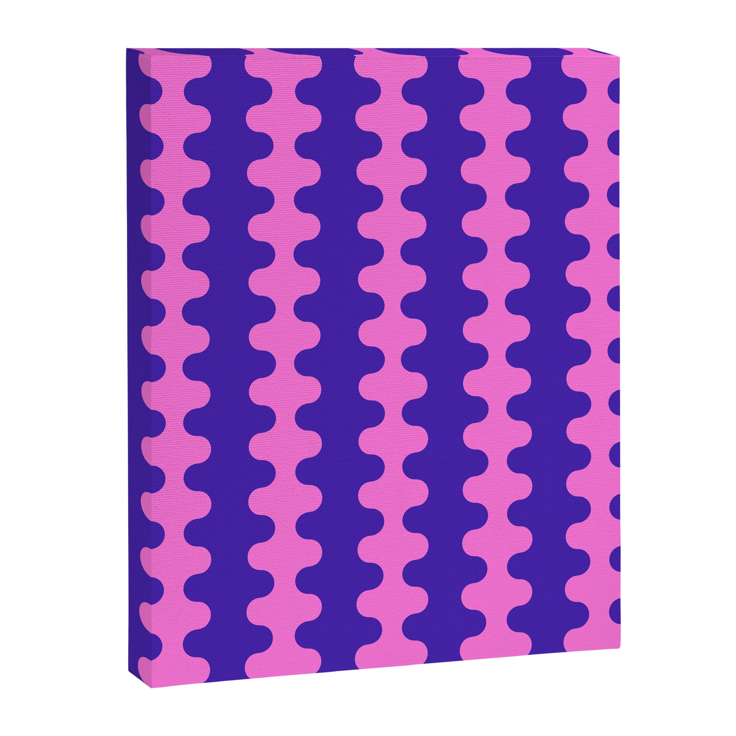 Wavy Stripes Ogee A-Go-Go Bold Pop Pattern in Purple Pink Canvas Print Gallery Image 8