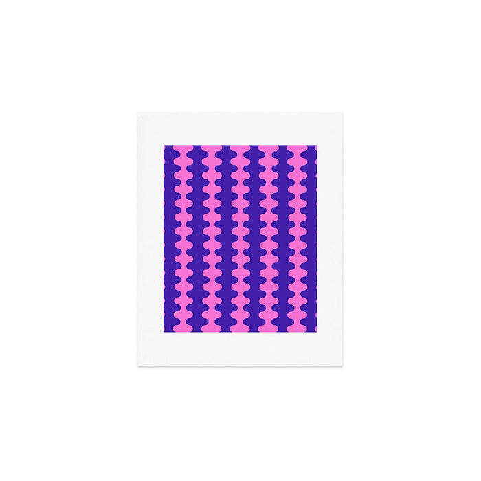 Wavy Stripes Ogee A-Go-Go Bold Pop Pattern in Purple Pink Art Print Gallery Image 1