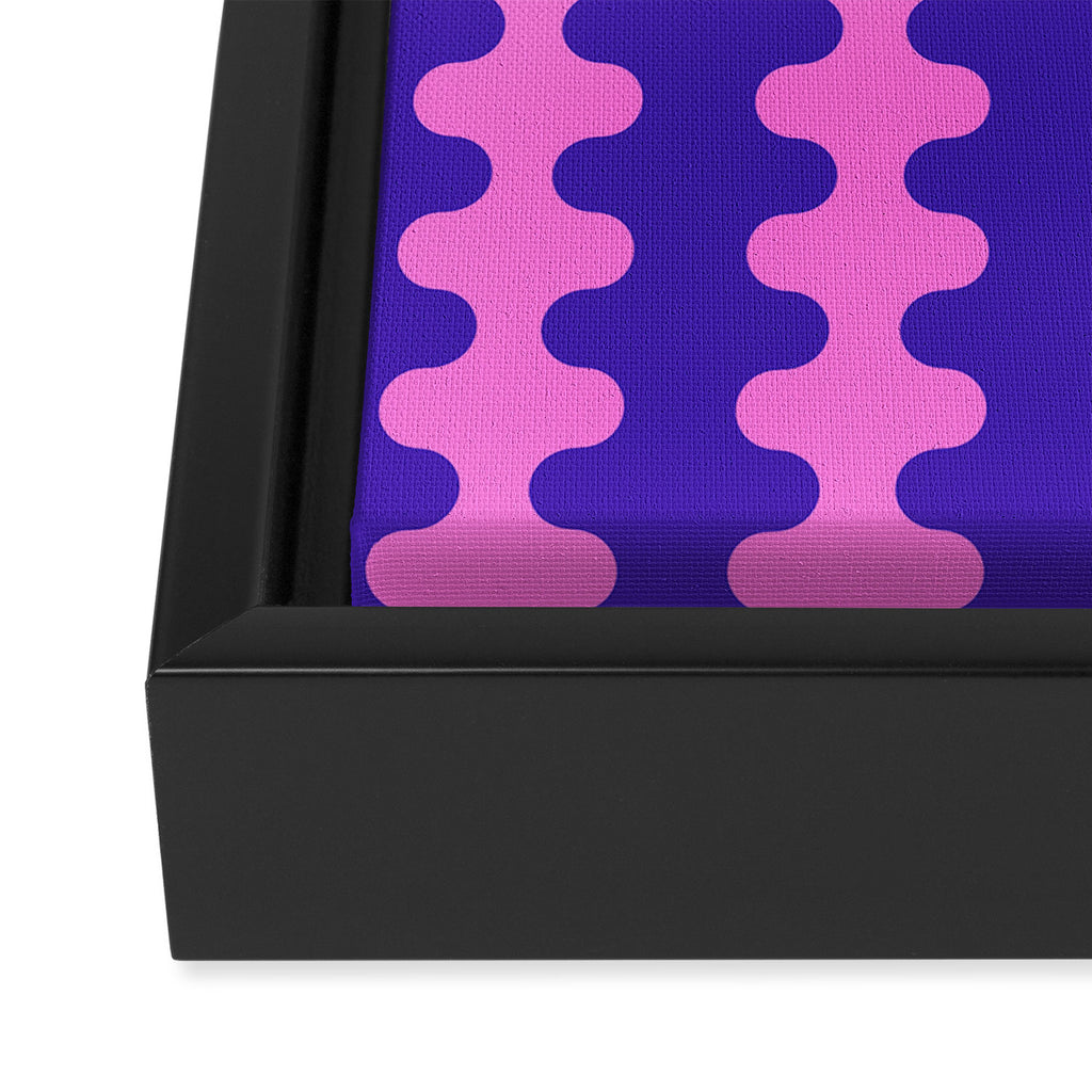Wavy Stripes Ogee A-Go-Go Bold Pop Pattern in Purple Pink Framed Canvas Print Gallery Image 3