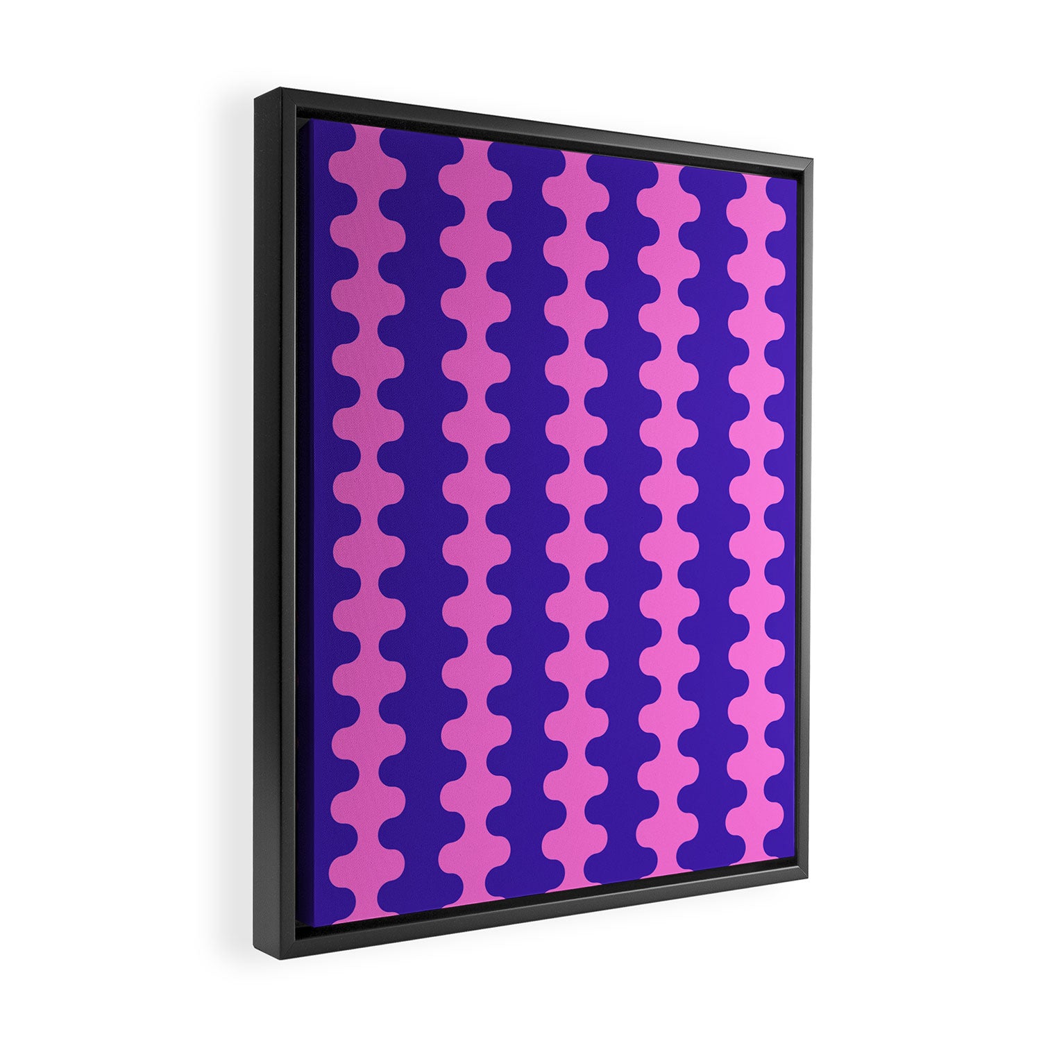 Wavy Stripes Ogee A-Go-Go Bold Pop Pattern in Purple Pink Framed Canvas Print Gallery Image 2