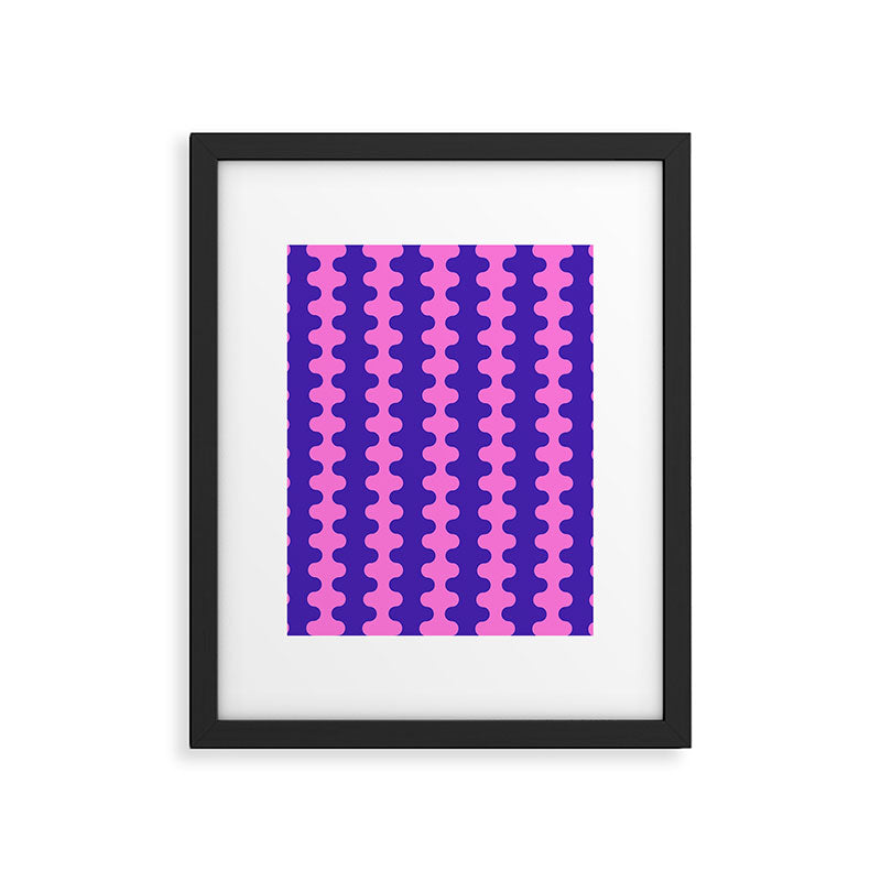 Wavy Stripes Ogee A-Go-Go Bold Pop Pattern in Purple Pink Framed Art Print Gallery Image 6