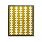 Wavy Stripes Ogee A-Go-Go Contemporary Pattern in Olive Yellow and Cream Framed Canvas Print Gallery Image 8