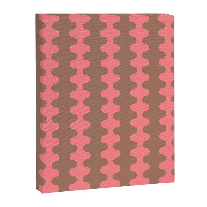 Wavy Stripes Ogee A-Go-Go Eclectic Vertical Pattern in Mocha and Soft Pink Canvas Print Gallery Image 1