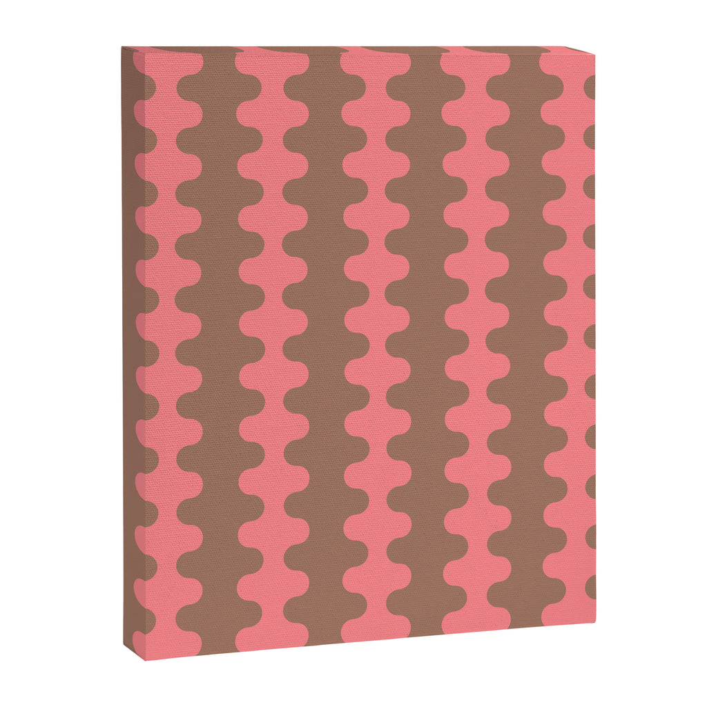 Wavy Stripes Ogee A-Go-Go Eclectic Vertical Pattern in Mocha and Soft Pink Canvas Print Gallery Image 8