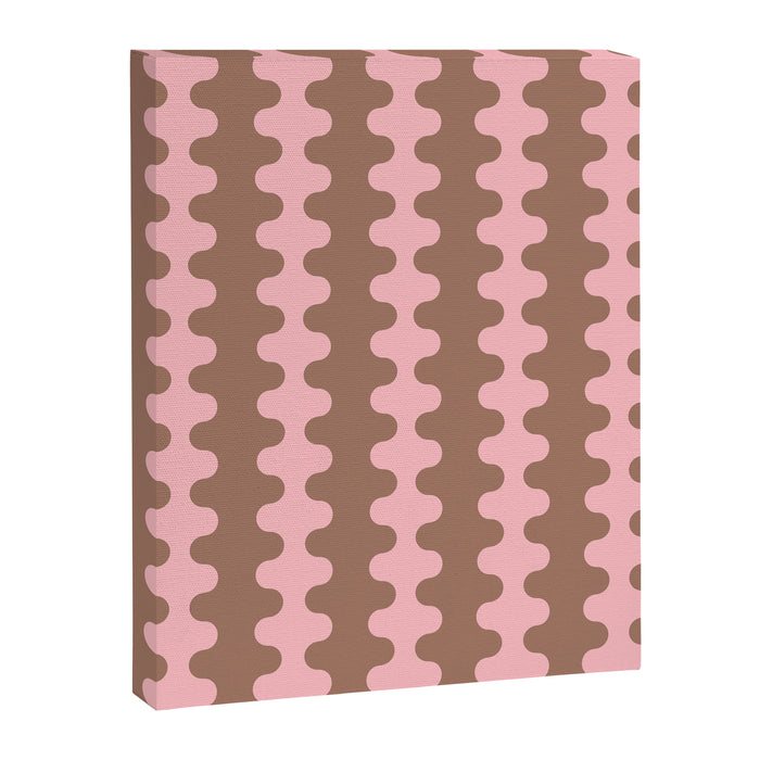 Wavy Stripes Ogee A-Go-Go Eclectic Vertical Pattern in Mocha and Soft Pink Canvas Print Gallery Image 1