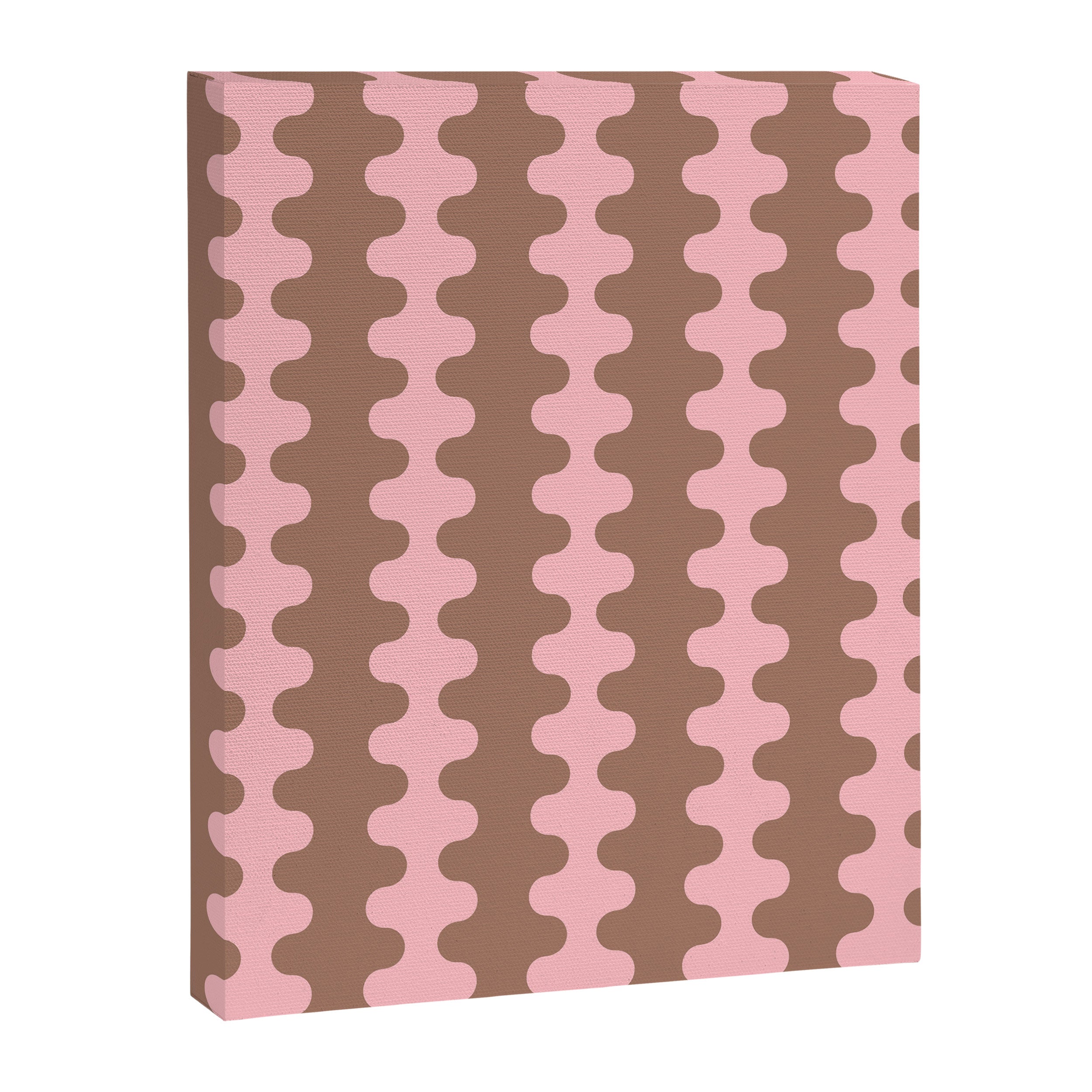 Wavy Stripes Ogee A-Go-Go Eclectic Vertical Pattern in Mocha and Soft Pink Canvas Print Gallery Image 8
