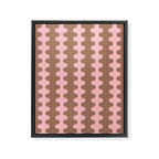 Wavy Stripes Ogee A-Go-Go Eclectic Vertical Pattern in Mocha and Soft Pink Framed Canvas Print Gallery Image 8