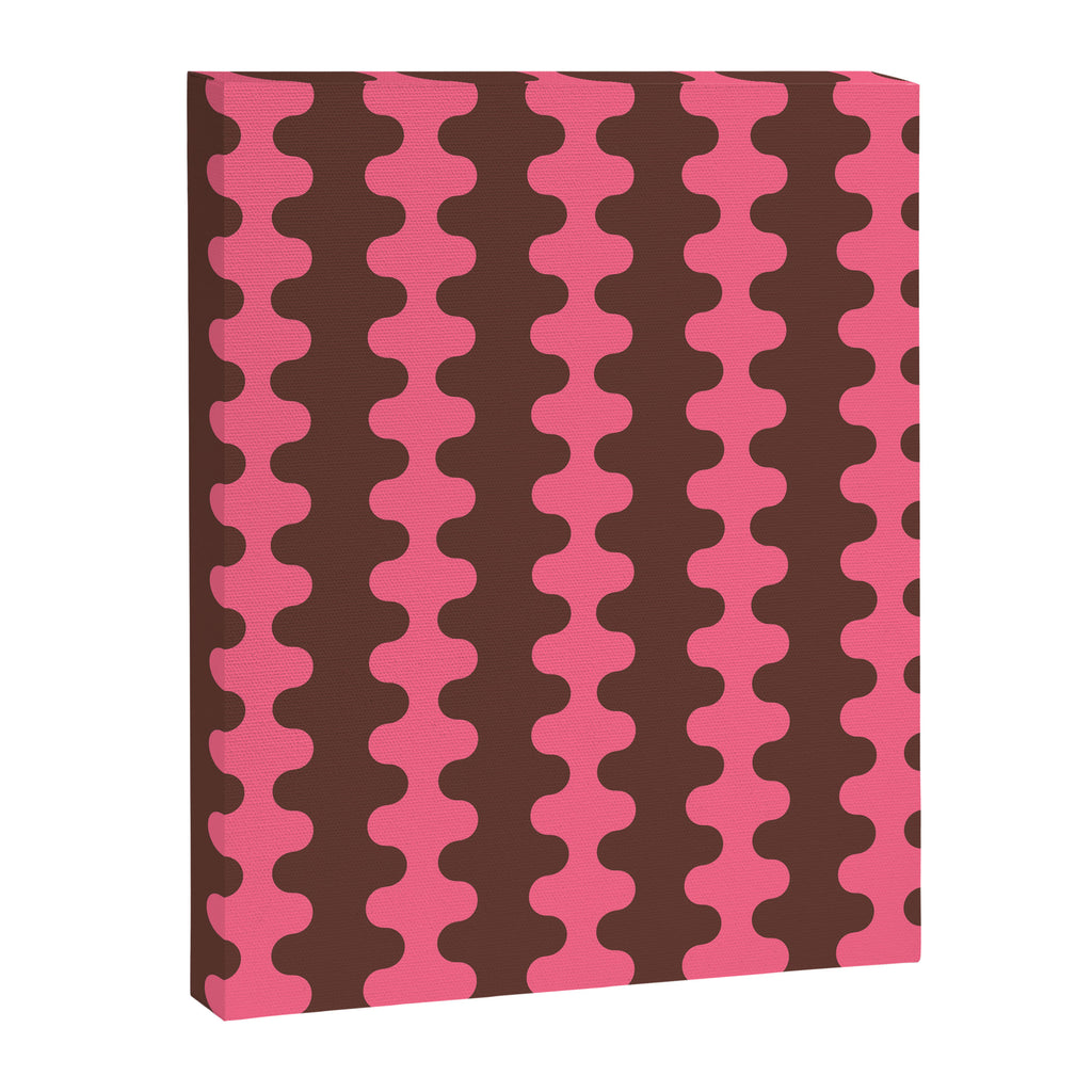Wavy Stripes Ogee A-Go-Go Eclectic Vertical Pattern in Pink and Brown Canvas Print Gallery Image 8