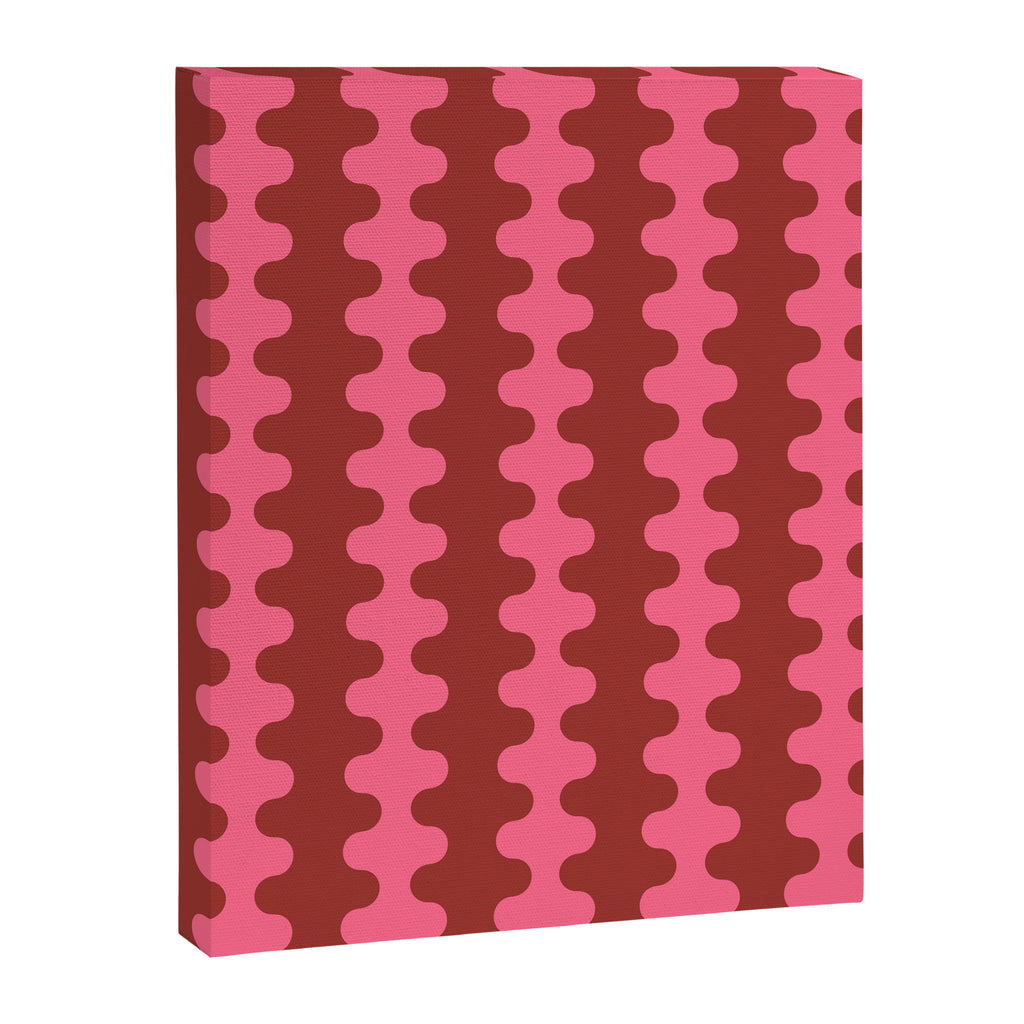 Wavy Stripes Ogee A-Go-Go Eclectic Vertical Pattern in Pink and Russet Canvas Print Gallery Image 8