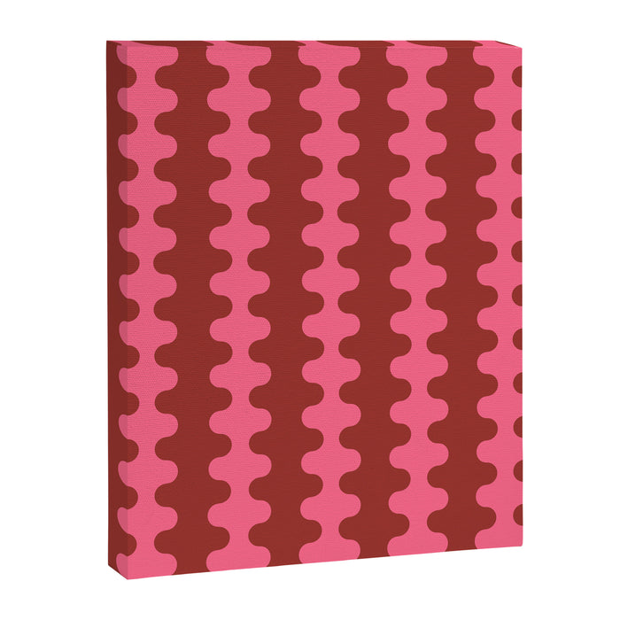Wavy Stripes Ogee A-Go-Go Eclectic Vertical Pattern in Pink and Russet Canvas Print Gallery Image 1