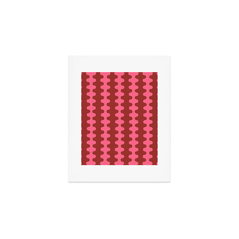 Wavy Stripes Ogee A-Go-Go Eclectic Vertical Pattern in Pink and Russet Art Print Gallery Image 1
