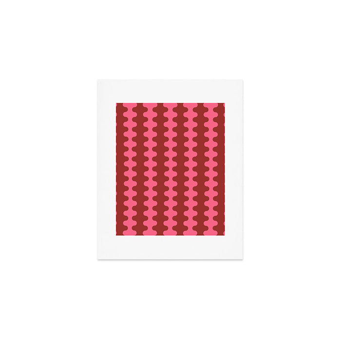 Wavy Stripes Ogee A-Go-Go Eclectic Vertical Pattern in Pink and Russet Art Print Gallery Image 1