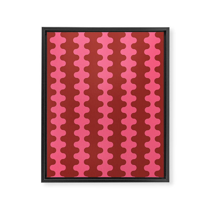 Wavy Stripes Ogee A-Go-Go Eclectic Vertical Pattern in Pink and Russet Framed Canvas Print Gallery Image 1