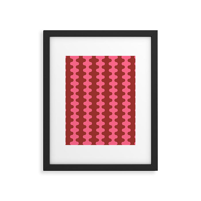 Wavy Stripes Ogee A-Go-Go Eclectic Vertical Pattern in Pink and Russet Framed Art Print Gallery Image 1