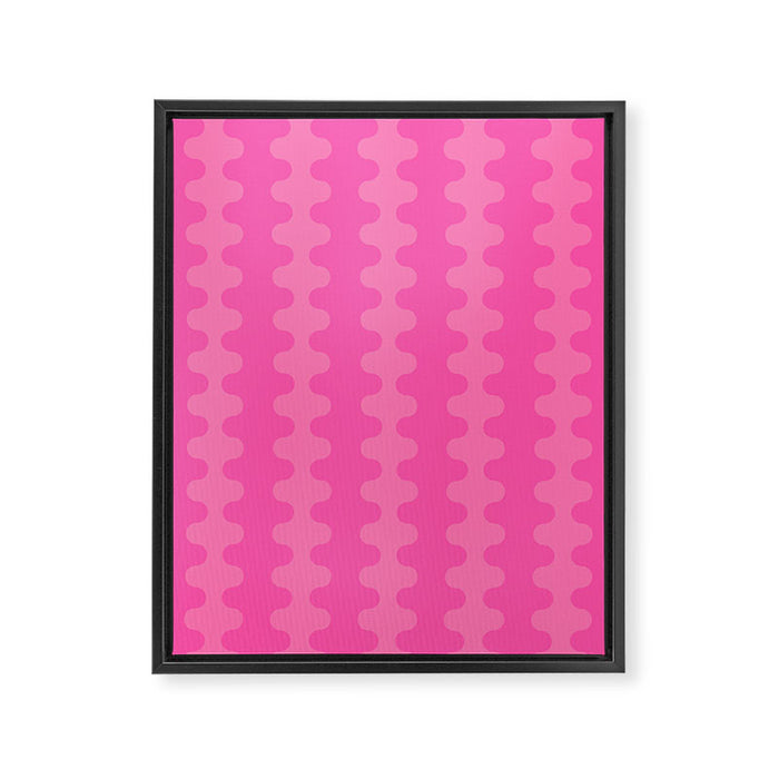 Wavy Stripes Ogee A-Go-Go Pop Pattern in Double Pink Framed Canvas Print Gallery Image 1