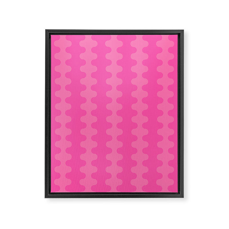 Wavy Stripes Ogee A-Go-Go Pop Pattern in Double Pink Framed Canvas Print Gallery Image 8