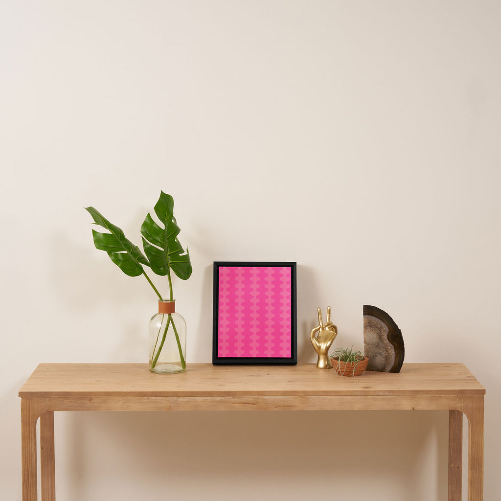 Wavy Stripes Ogee A-Go-Go Pop Pattern in Double Pink Framed Canvas Print Gallery Image 4