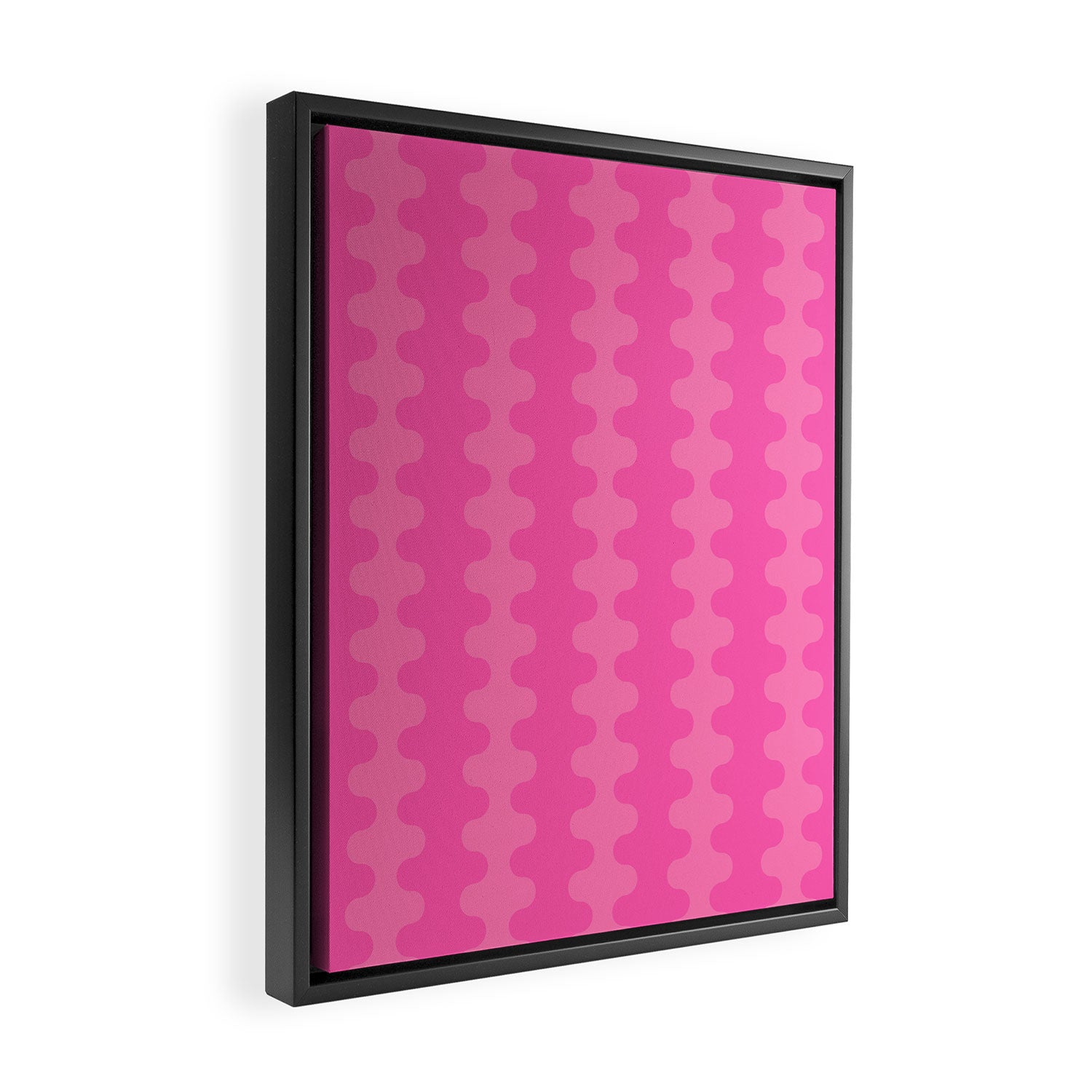 Wavy Stripes Ogee A-Go-Go Pop Pattern in Double Pink Framed Canvas Print Gallery Image 2