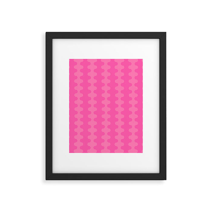 Wavy Stripes Ogee A-Go-Go Pop Pattern in Double Pink Framed Art Print Gallery Image 1
