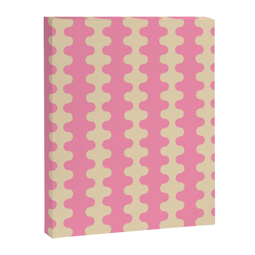 Wavy Stripes Ogee A-Go-Go Retro Contemporary Pattern in Pink Cream Canvas Print Gallery Image 8