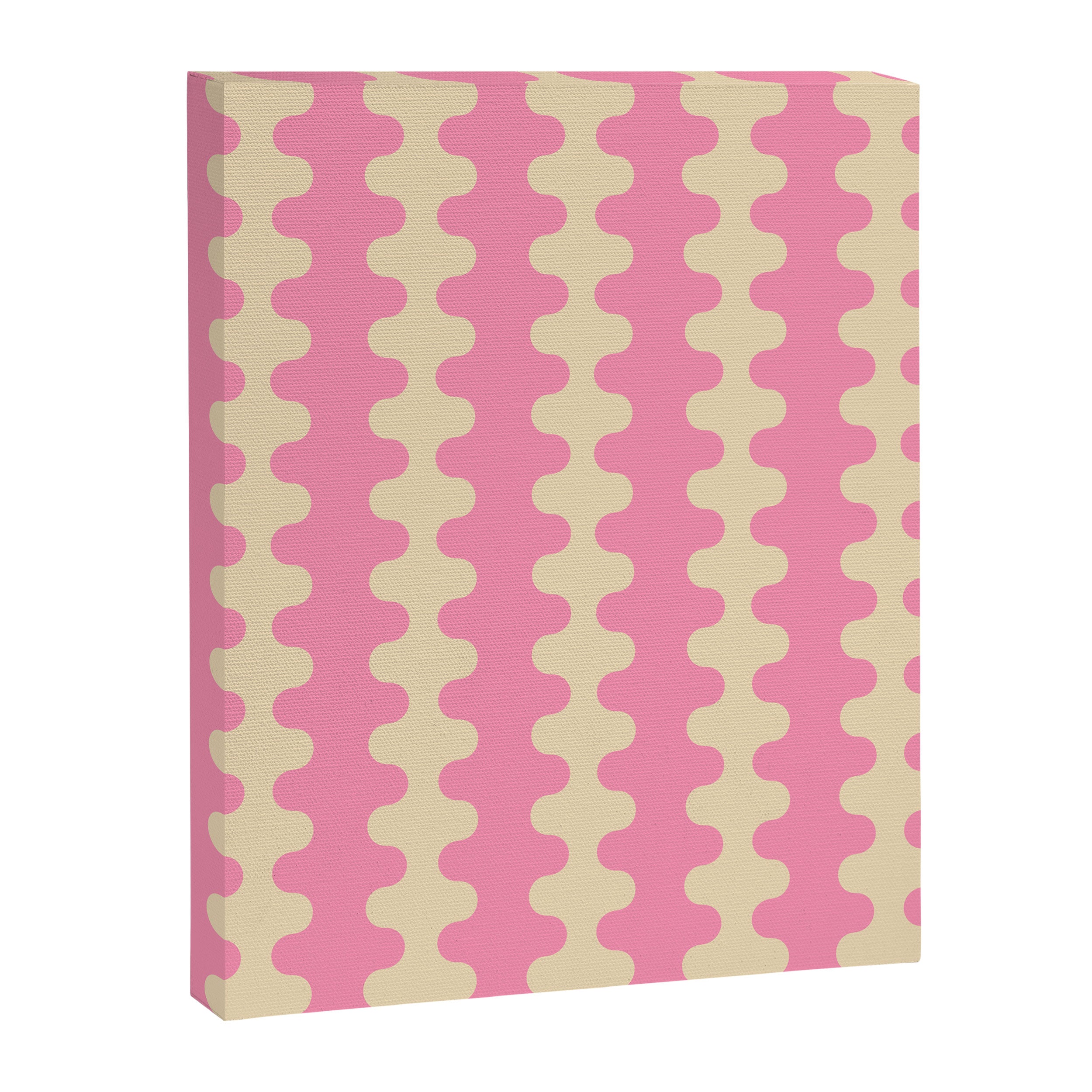 Wavy Stripes Ogee A-Go-Go Retro Contemporary Pattern in Pink Cream Canvas Print Gallery Image 8
