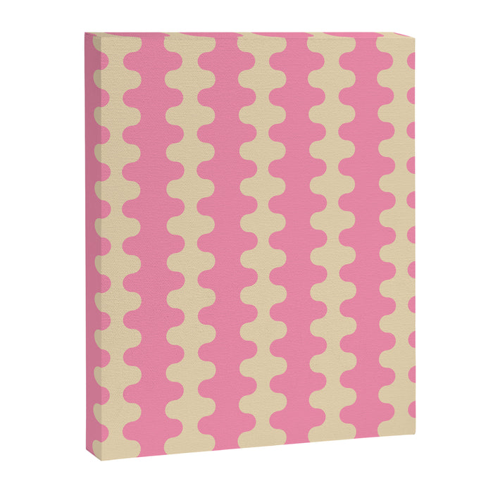 Wavy Stripes Ogee A-Go-Go Retro Contemporary Pattern in Pink Cream Canvas Print Gallery Image 1