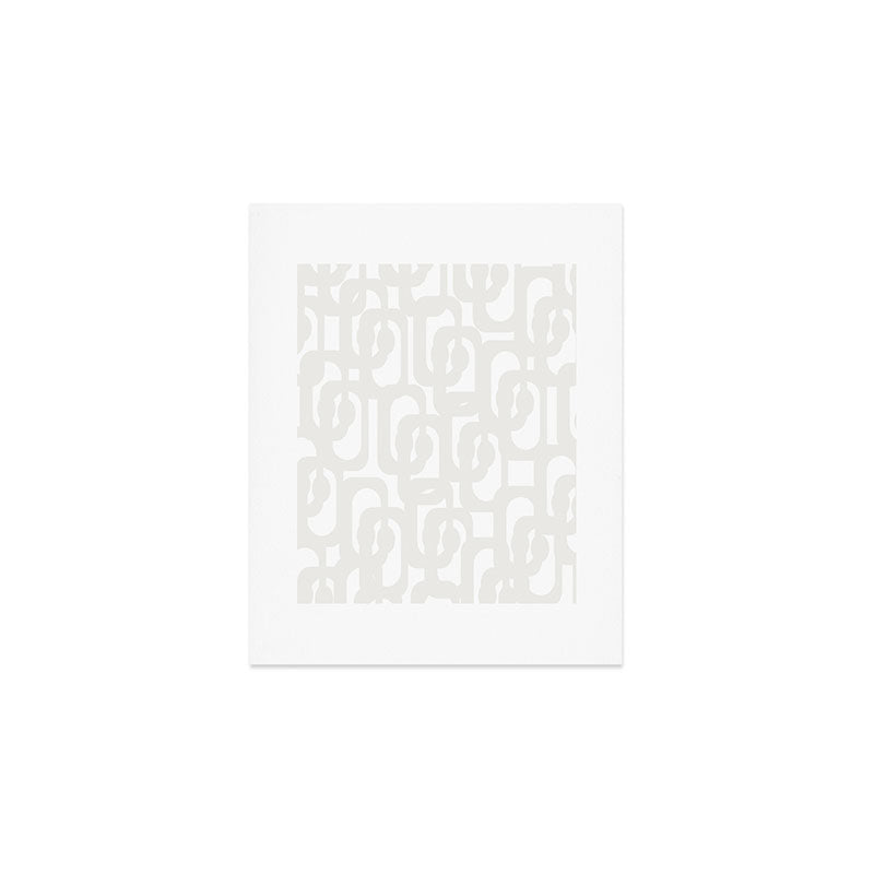 White Mid Century Modern Loop Pattern Art Print Gallery Image 1