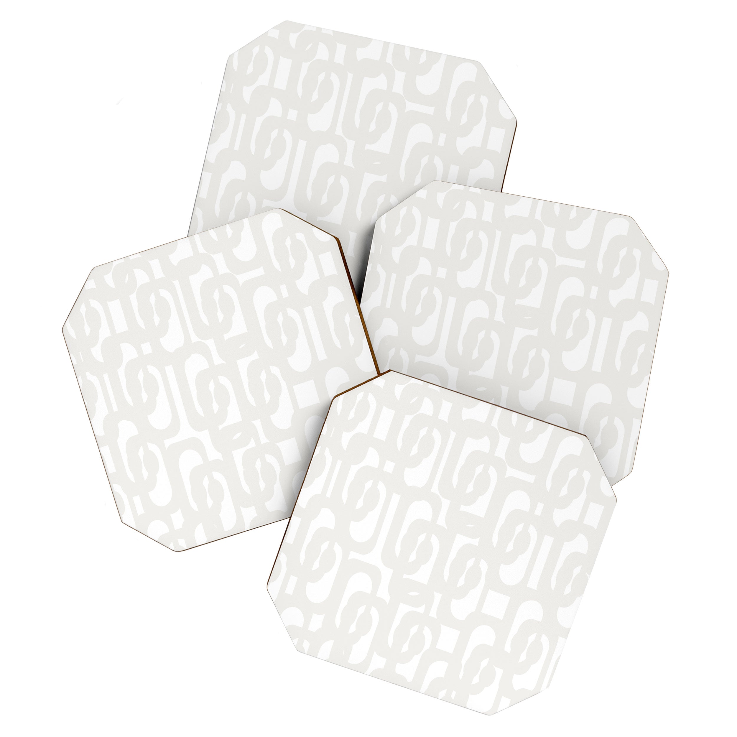 White Mid Century Modern Loop Pattern Coaster Gallery Image 1
